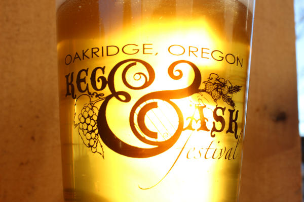 Oakridge, Oregon Keg & Cask Festival: glass of beer (closeup)