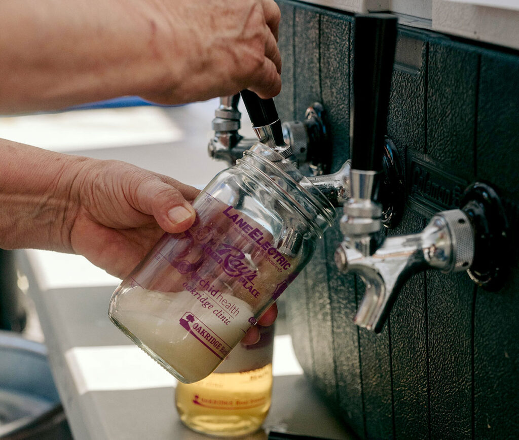 Oakridge Oregon Keg & Cask Festival: beer on tap being poured